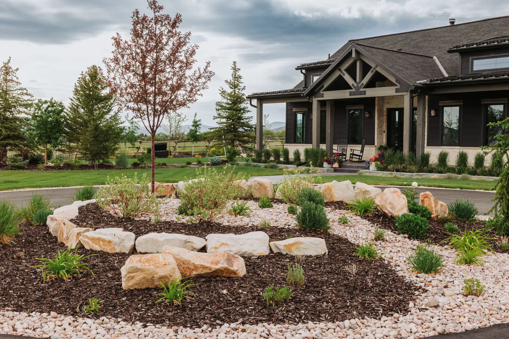 Completed professional landscape installation project